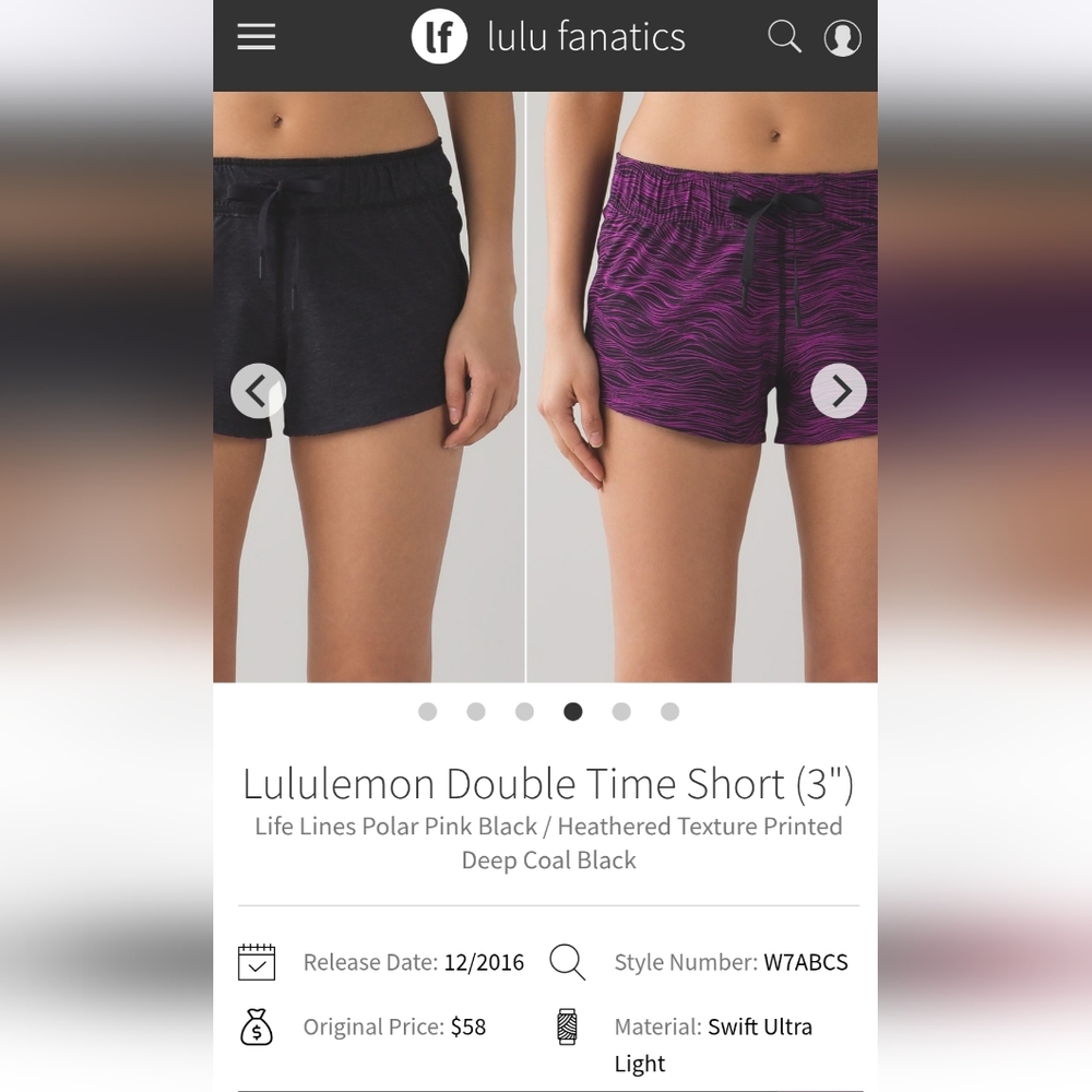 Lululemon athletica Women's Double Time Shorts - Black and Purple